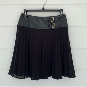 Vintage Escada Pleated Skirt with Faux Leather 34